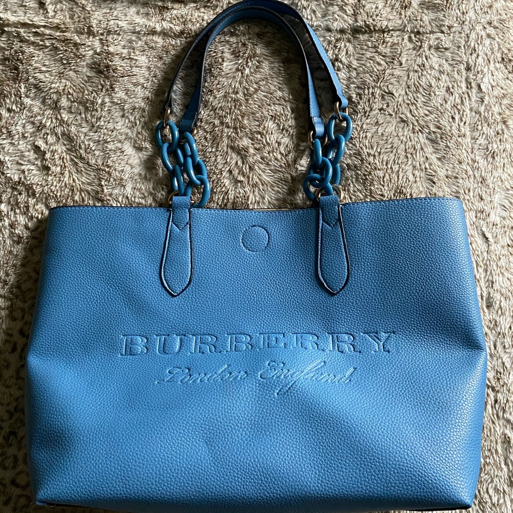 NWOT! Blue Leather Tote Bag